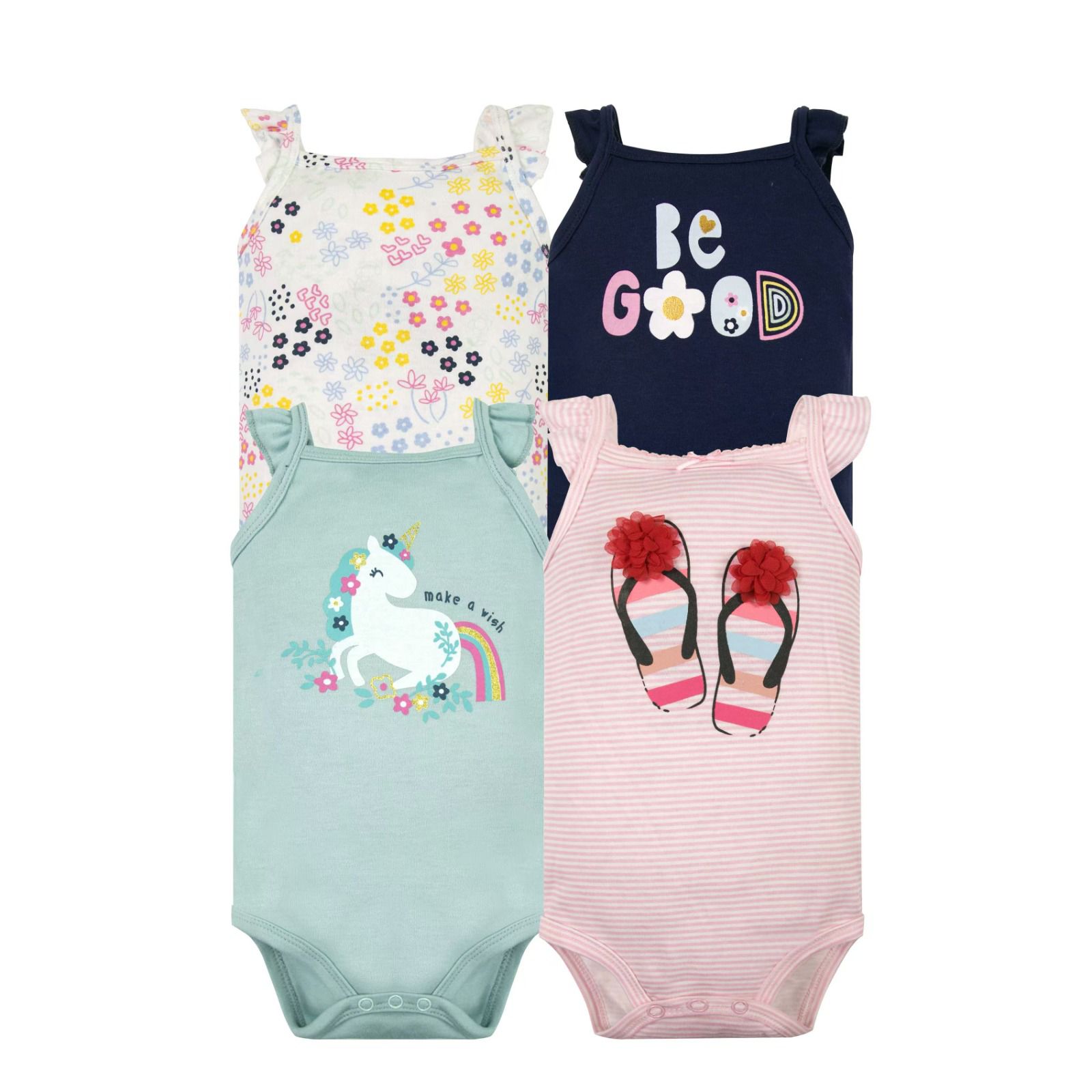 Set 4 bodys manga corta beba