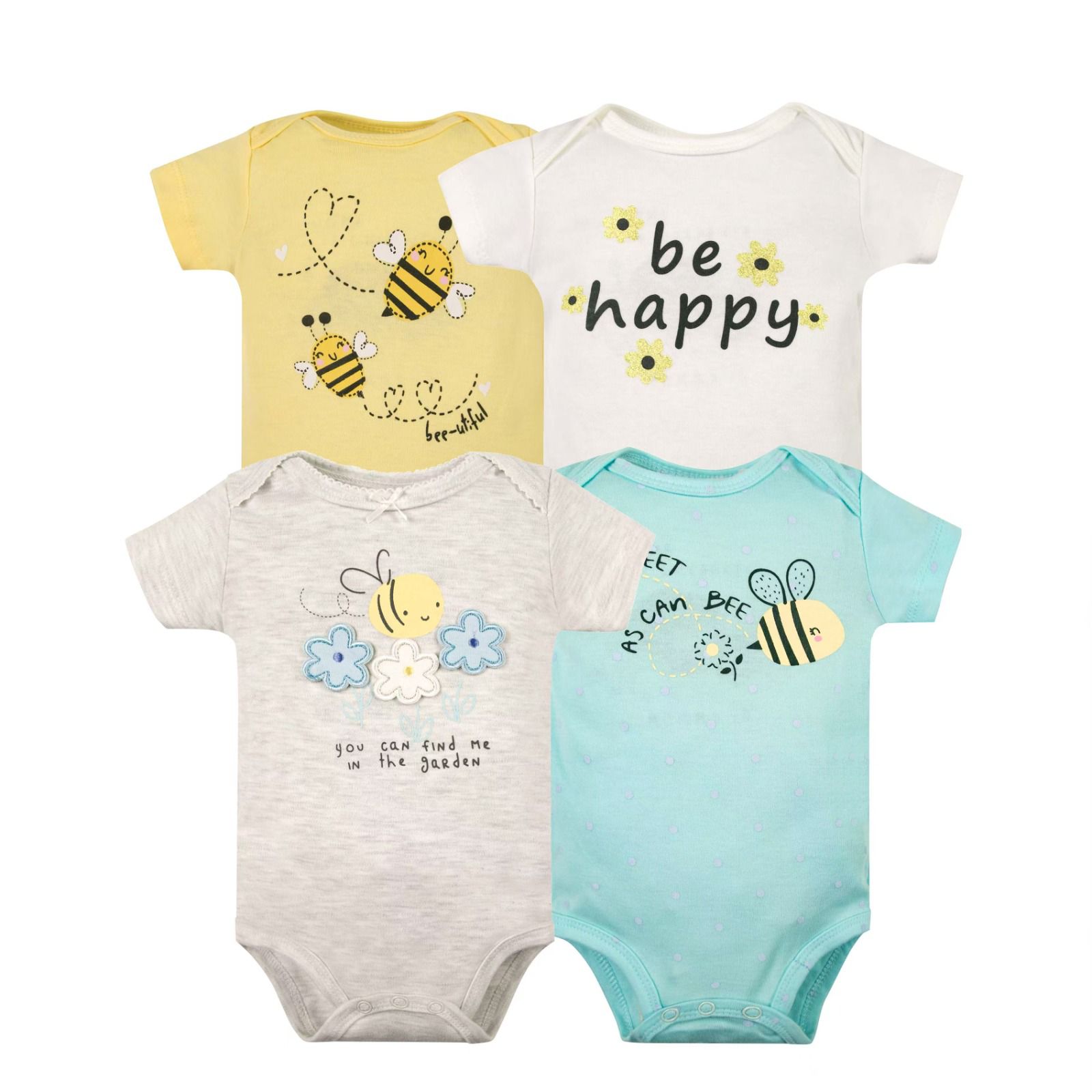 Set 4 bodys manga corta beba