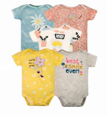 Set 5 bodys manga corta beba